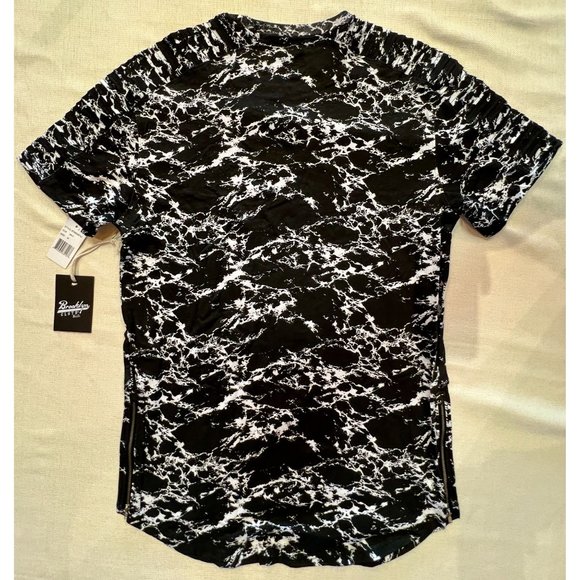 Brooklyn Cloth Side Zip T-Shirt Mens Black White Textured Sleeves Crew Neck Med - Picture 5 of 14